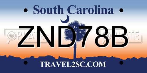 ZND78B South Carolina License Plate