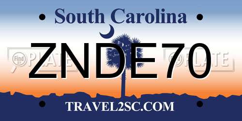 ZNDE70 South Carolina License Plate