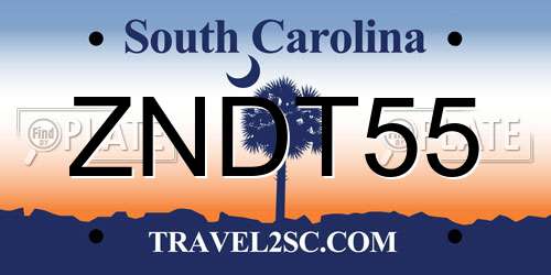 ZNDT55 South Carolina License Plate