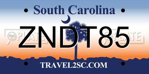 ZNDT85 South Carolina License Plate