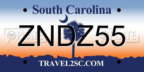 ZNDZ55 South Carolina License Plate
