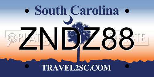 ZNDZ88 South Carolina License Plate