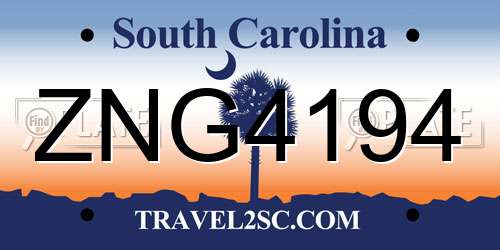 ZNG4194 South Carolina License Plate