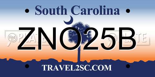 ZNO25B South Carolina License Plate
