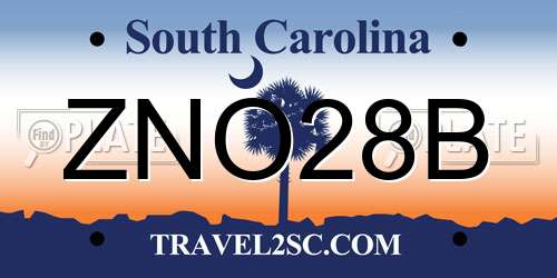 ZNO28B South Carolina License Plate
