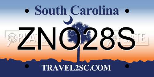 ZNO28S South Carolina License Plate