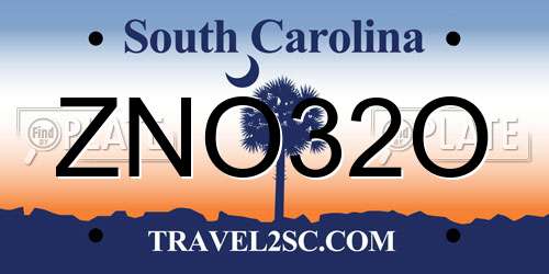ZNO32O South Carolina License Plate