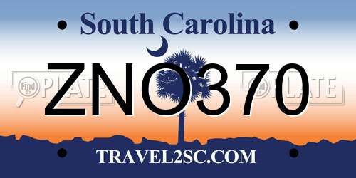 ZNO370 South Carolina License Plate