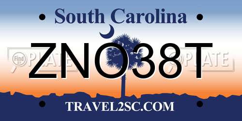 ZNO38T South Carolina License Plate