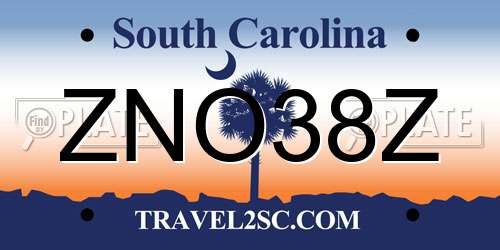 ZNO38Z South Carolina License Plate