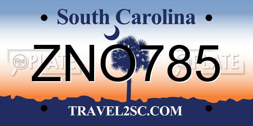 ZNO785 South Carolina License Plate