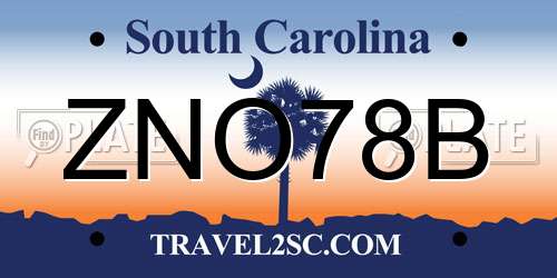 ZNO78B South Carolina License Plate