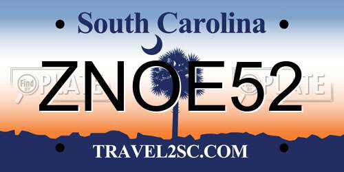 ZNOE52 South Carolina License Plate