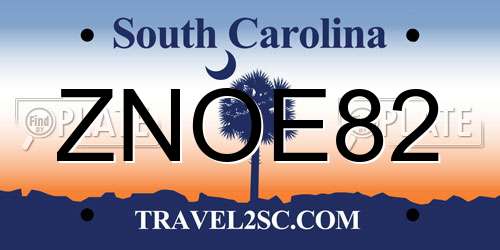ZNOE82 South Carolina License Plate