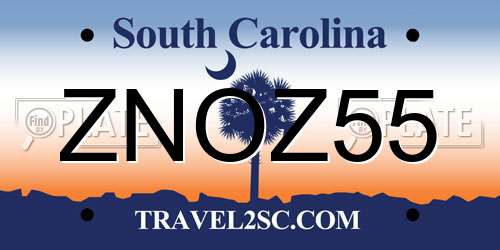 ZNOZ55 South Carolina License Plate