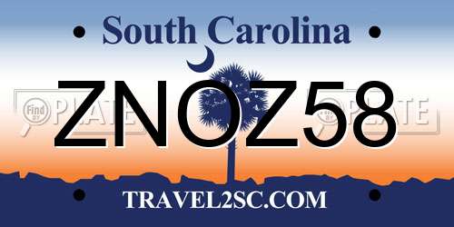 ZNOZ58 South Carolina License Plate