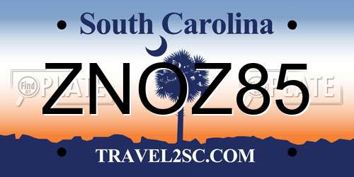 ZNOZ85 South Carolina License Plate