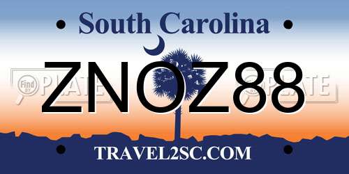 ZNOZ88 South Carolina License Plate