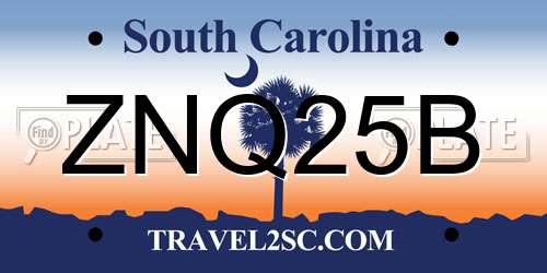 ZNQ25B South Carolina License Plate