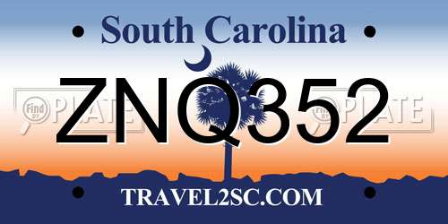 ZNQ352 South Carolina License Plate