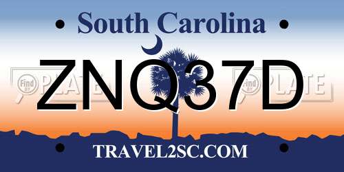 ZNQ37D South Carolina License Plate