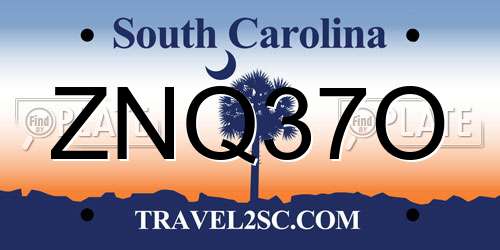 ZNQ37O South Carolina License Plate