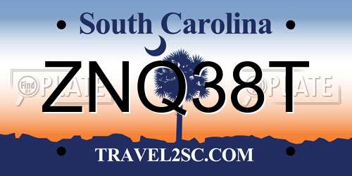 ZNQ38T South Carolina License Plate