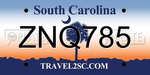 ZNQ785 South Carolina License Plate