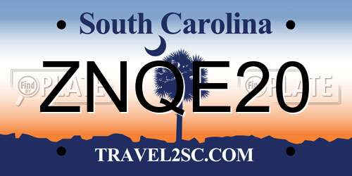 ZNQE20 South Carolina License Plate