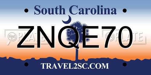 ZNQE70 South Carolina License Plate