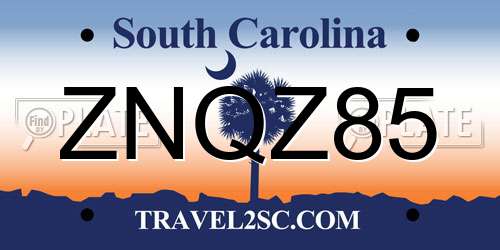 ZNQZ85 South Carolina License Plate