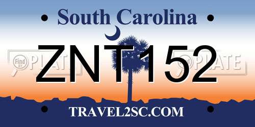ZNT152 South Carolina License Plate