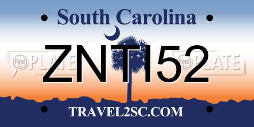 ZNTI52 South Carolina License Plate