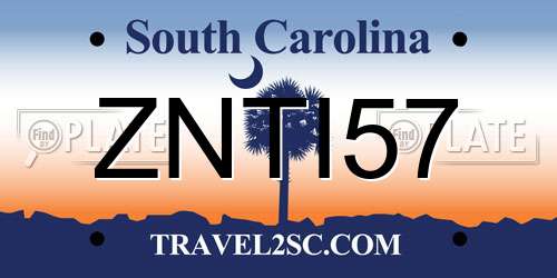 ZNTI57 South Carolina License Plate