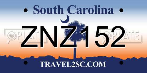 ZNZ152 South Carolina License Plate