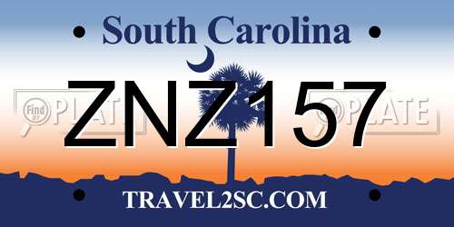 ZNZ157 South Carolina License Plate