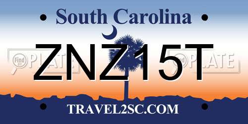 ZNZ15T South Carolina License Plate