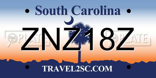ZNZ18Z South Carolina License Plate