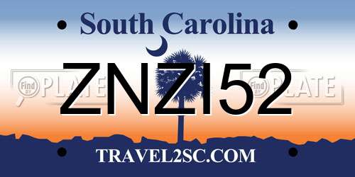 ZNZI52 South Carolina License Plate