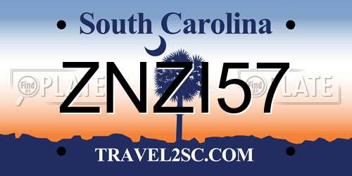 ZNZI57 South Carolina License Plate
