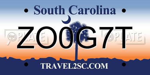 ZO0G7T South Carolina License Plate
