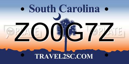 ZO0G7Z South Carolina License Plate