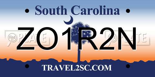 ZO1R2N South Carolina License Plate