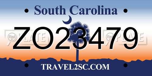 ZO23479 South Carolina License Plate