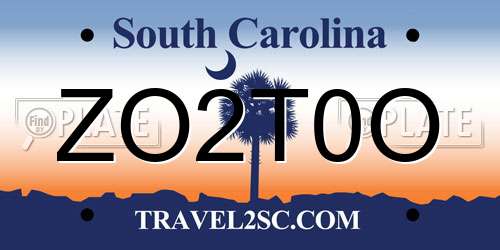 ZO2T0O South Carolina License Plate