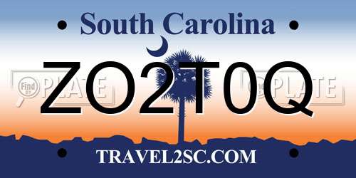 ZO2T0Q South Carolina License Plate