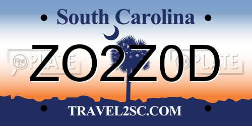 ZO2Z0D South Carolina License Plate
