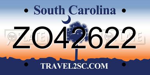 ZO42622 South Carolina License Plate