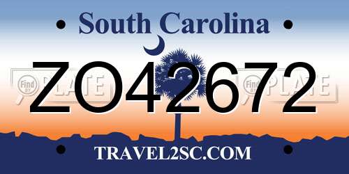 ZO42672 South Carolina License Plate