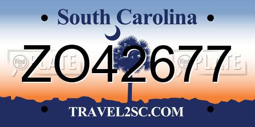 ZO42677 South Carolina License Plate